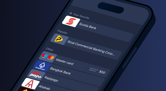 ExpertOption deposit method selection screen