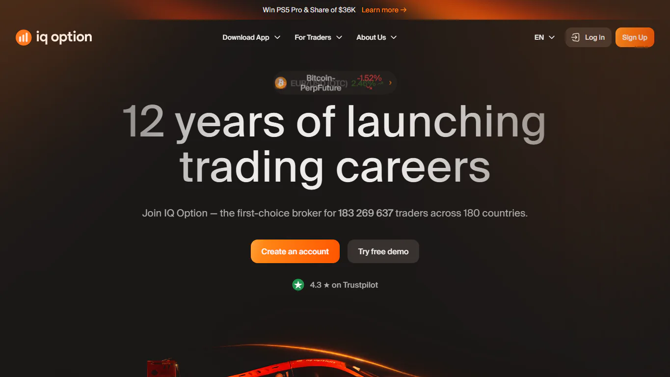 IQ Option website screenshot