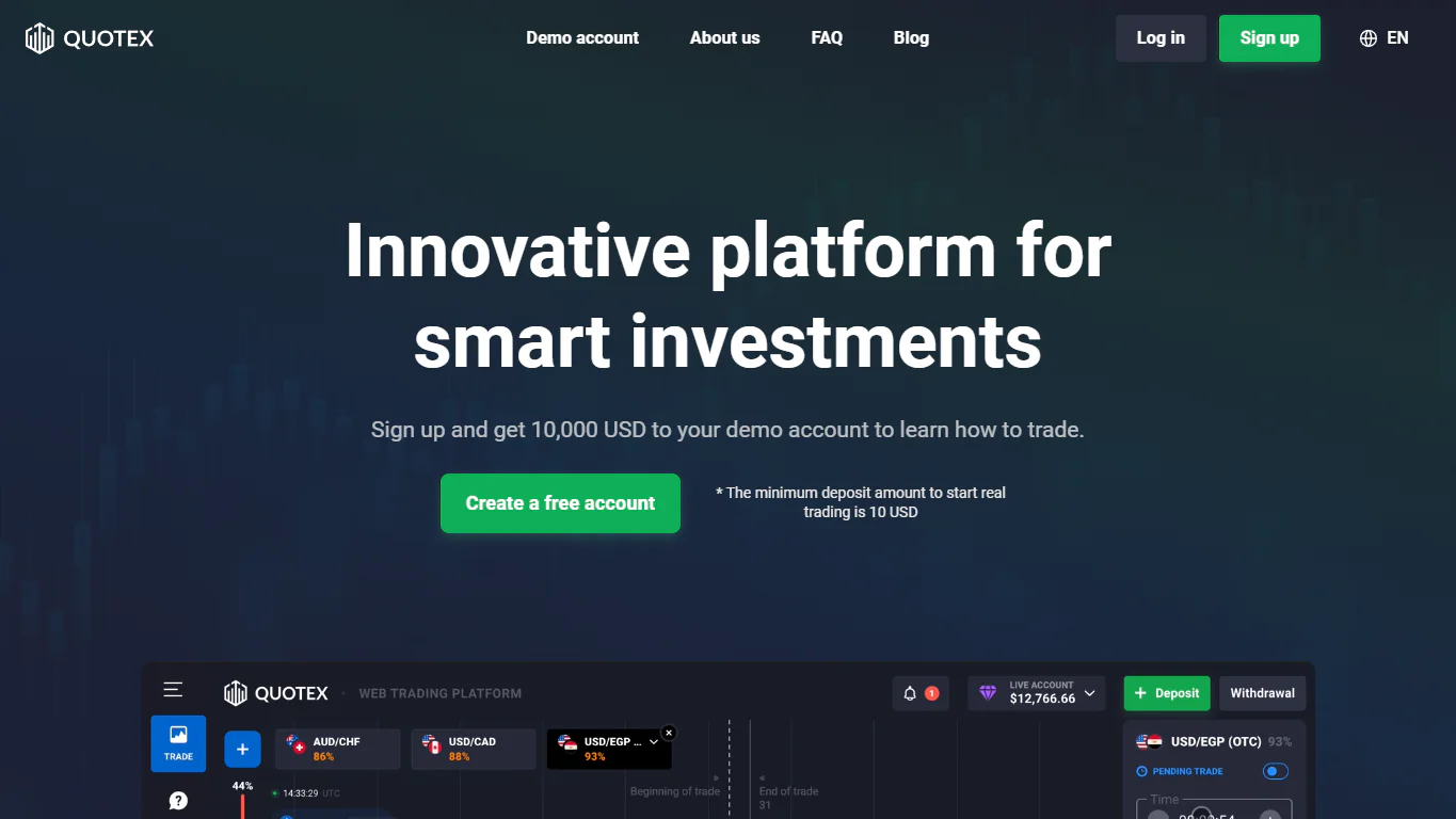 Quotex website screenshot